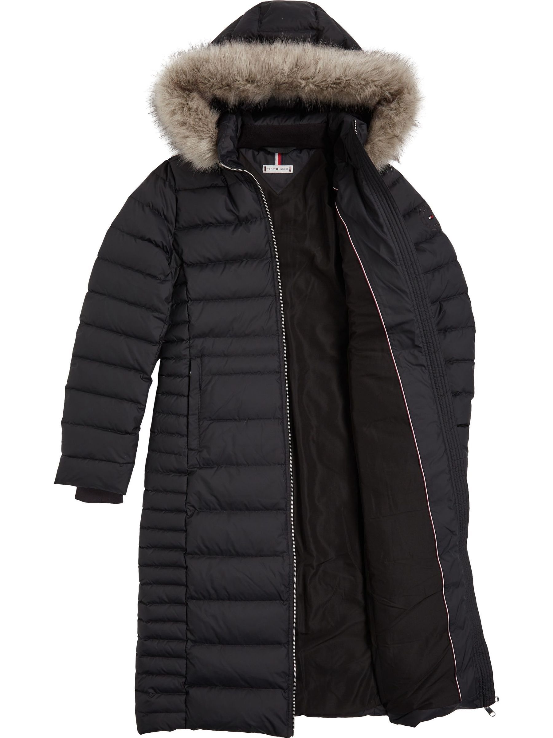 Tommy hilfiger black tyra maxi longline down coat on sale