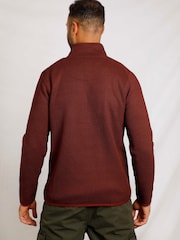 Weird Fish Red Turlock Recycled 1/4 Zip Bonded Fleece - Image 2 of 8