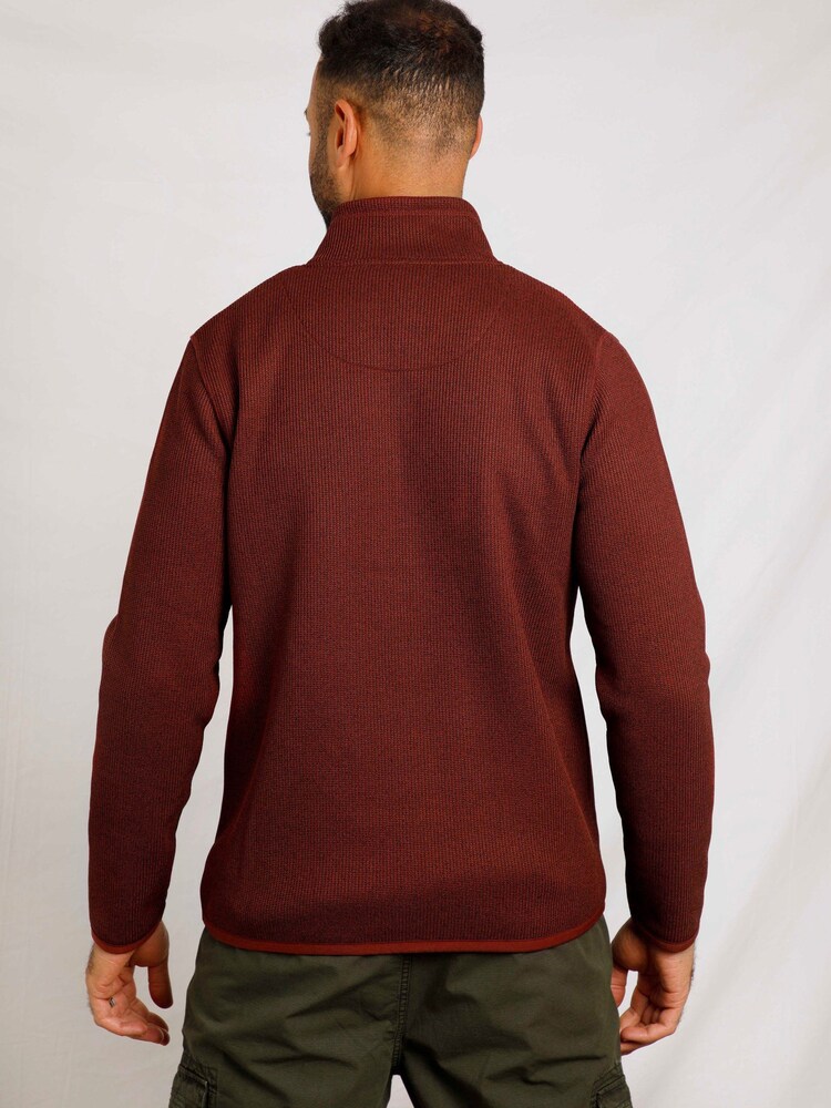 Weird Fish Red Turlock Recycled 1/4 Zip Bonded Fleece - Image 2 of 8