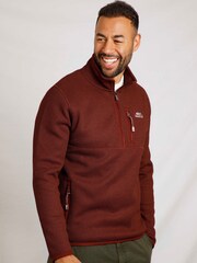 Weird Fish Red Turlock Recycled 1/4 Zip Bonded Fleece - Image 3 of 8