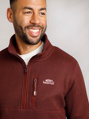 Weird Fish Red Turlock Recycled 1/4 Zip Bonded Fleece - Image 4 of 8