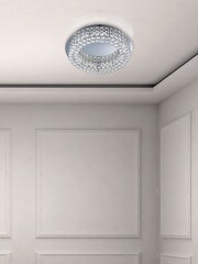 Searchlight Chrome Musk Chrome Crystal LED Flush Ceiling Light - Image 1 of 6