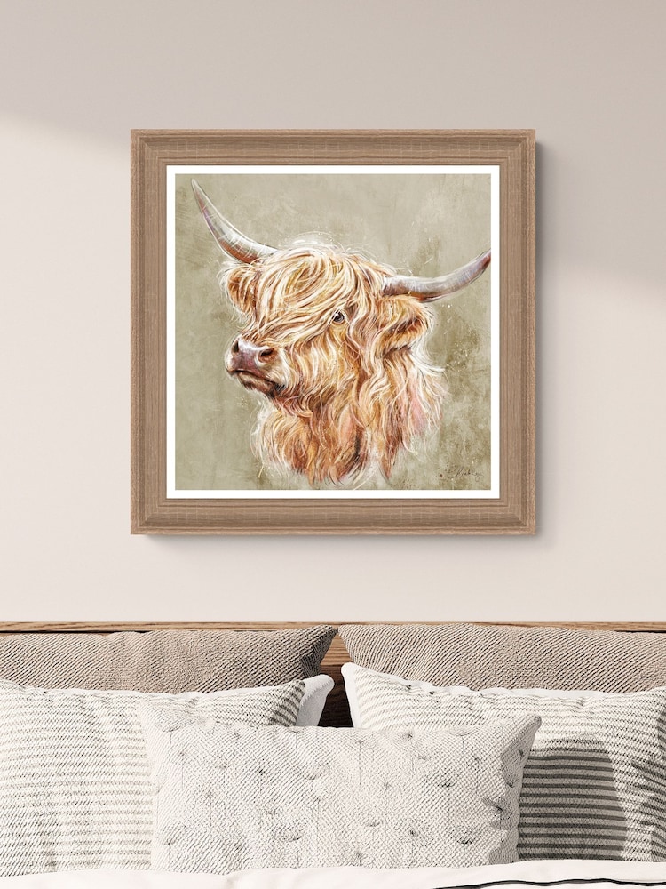 Artko Brown Blonde Highland Cow by Charlotte Oakley Framed Art - Image 1 of 3