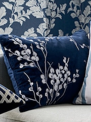 Laura Ashley Midnight Blue Rectangle Pussy Willow 100% Cotton Cushion - Image 1 of 3