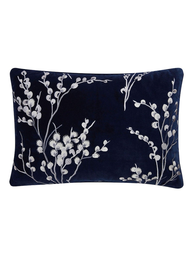Laura Ashley Midnight Blue Rectangle Pussy Willow 100% Cotton Cushion - Image 2 of 3 Laura Ashley Midnight Blue Rectangle Pussy Willow 100% Cotton Cushion - Image 2 of 3