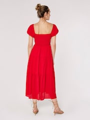 Apricot Red Self Check Tiered Midaxi Dress - Image 3 of 4
