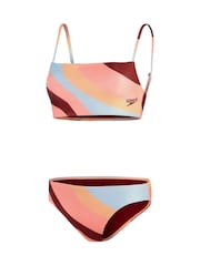 Speedo Womens Orange Printed Adjustable Thinstrap 2 Piece Swimsuit - Image 7 of 10
