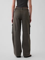 Gap Green Low Rise Twill Baggy Barrel Cargo Trousers - Image 2 of 6