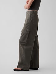 Gap Green Low Rise Twill Baggy Barrel Cargo Trousers - Image 3 of 6
