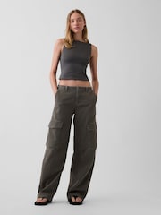Gap Green Low Rise Twill Baggy Barrel Cargo Trousers - Image 4 of 6