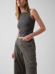 Gap Green Low Rise Twill Baggy Barrel Cargo Trousers - Image 5 of 6