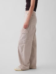 Gap Beige Low Rise Twill Baggy Barrel Cargo Trousers - Image 3 of 4
