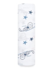 aden + anais™ White Essentials Seashorse Cotton Muslin Blanket - Image 1 of 5