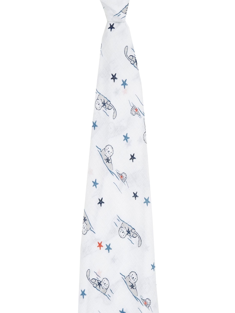 aden + anais™ White Essentials Seashorse Cotton Muslin Blanket - Image 2 of 5