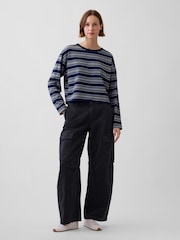 Gap Black Low Rise Twill Baggy Barrel Cargo Trousers - Image 4 of 6