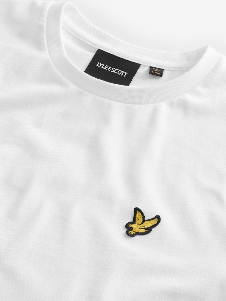 Bela - Lyle & Scott okrogel ovratnik; z okroglim ovratnikom Bombažna majica - Slika 5 iz 5