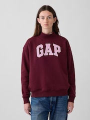 Gap Burgundy VintageSoft Oversized Mock Neck Logo Sweatshirt - Image 1 of 3