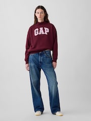 Gap Burgundy VintageSoft Oversized Mock Neck Logo Sweatshirt - Image 2 of 3