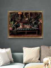 Artko Green The Leopard Lounge By Artko Framed Art - Image 1 of 3