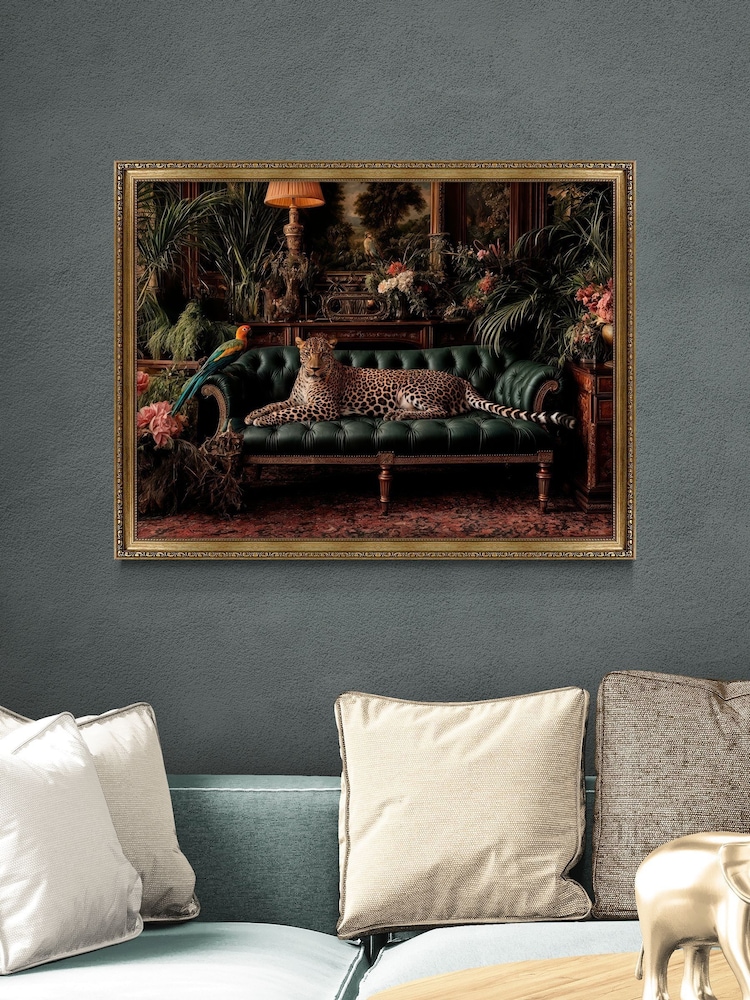 Artko Green The Leopard Lounge By Artko Framed Art - Image 1 of 3