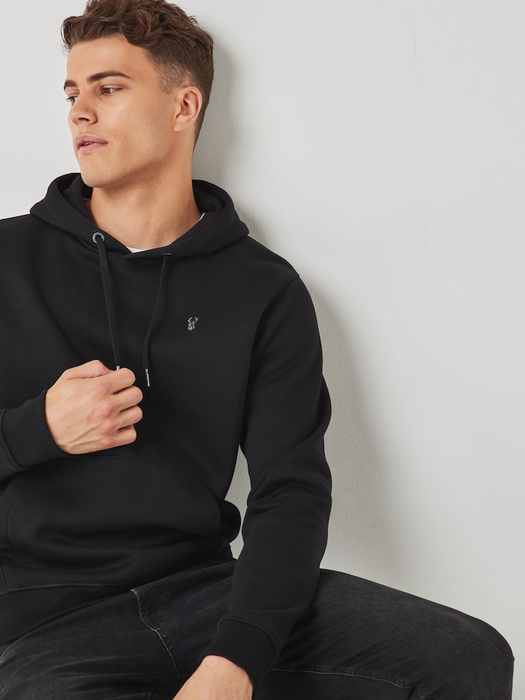 Black Regular Fit Jersey Cotton Rich Overhead Hoodie - Image 3 of 3