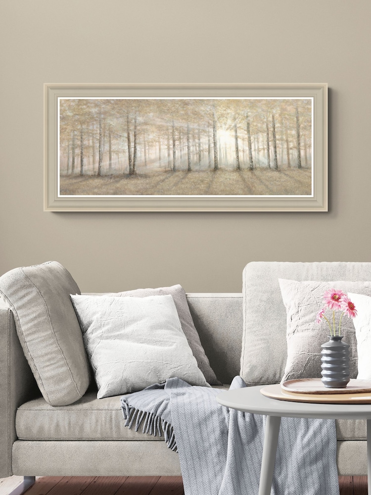 Artko Beige First Light Woodland By Bill Makinson Framed Art - Image 1 of 3