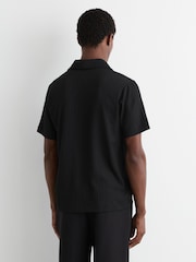 Reiss Black Griff Textured Stripe Cuban-Collar Shirt - Image 5 of 7