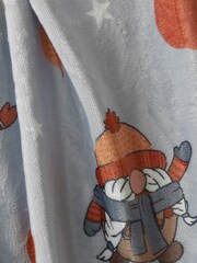 Catherine Lansfield Grey Autumn Pumpkin Gonks Cosy and Warm Fleece Throw - Image 2 of 2