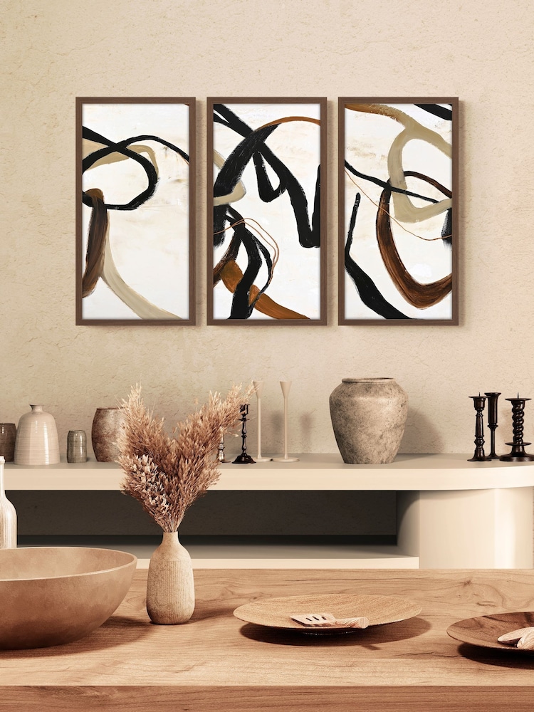 Artko Set of 3 Beige Once Again By Design Fabrikken Framed Arts - Image 1 of 3