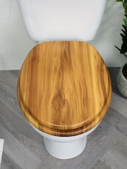 Showerdrape Brown Oxford Wooden Toilet Seat - Image 1 of 4