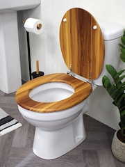 Showerdrape Brown Oxford Wooden Toilet Seat - Image 2 of 4