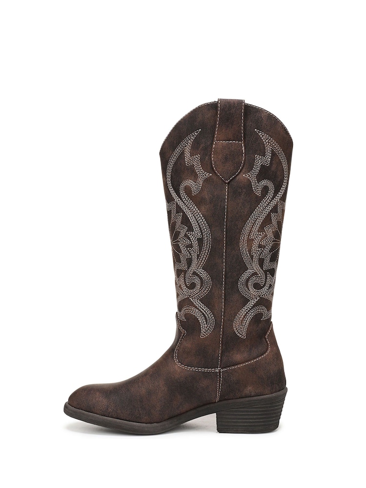 Blowfish Malibu Chocolate Brown Stutter Regular Fit Western Boots - Image 2 of 7 Blowfish Malibu Chocolate Brown Stutter Regular Fit Western Boots - Image 2 of 7