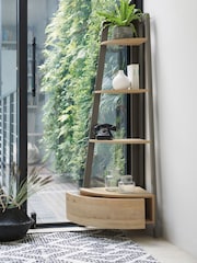 Light Bronx Oak Effect Corner Ladder Shelf - Image 1 of 6