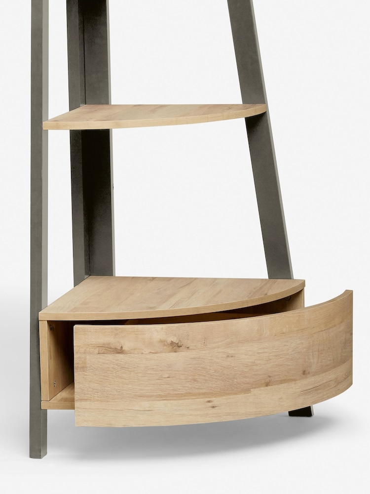 Light Bronx Oak Effect Corner Ladder Shelf - Image 2 of 6