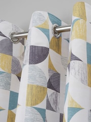 Cortinas com ilhós Catherine Lansfield Retro Circles forradas 100% algodão - Imagem 1 de 2