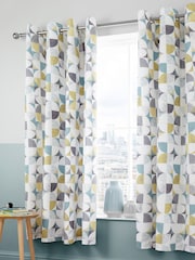 Cortinas com ilhós Catherine Lansfield Retro Circles forradas 100% algodão - Imagem 2 de 2
