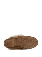 Totes Brown Isotoner Ladies Genuine Suede Moccasin with Faux Fur Lining - Image 5 of 5