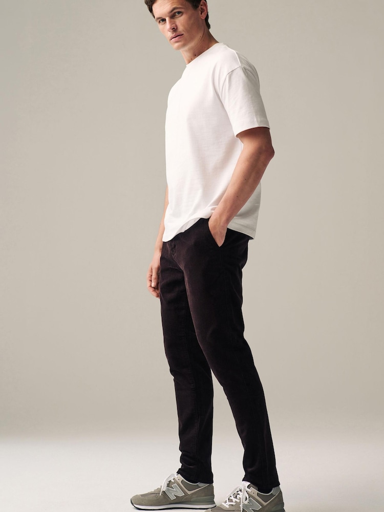 Rouge bordeaux - Pantalon chino slim en velours côtelé - Image 3 of 9