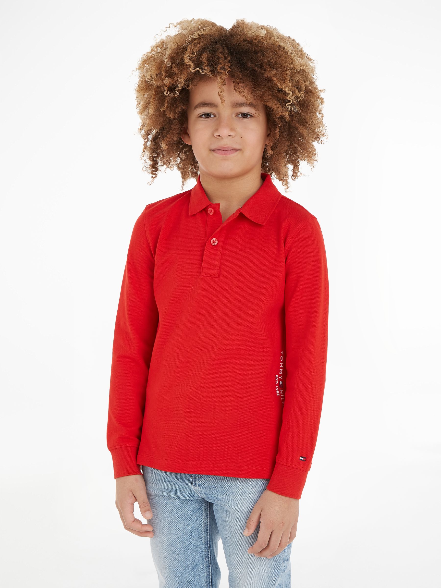 Tommy hilfiger red long sleeve polo cheap