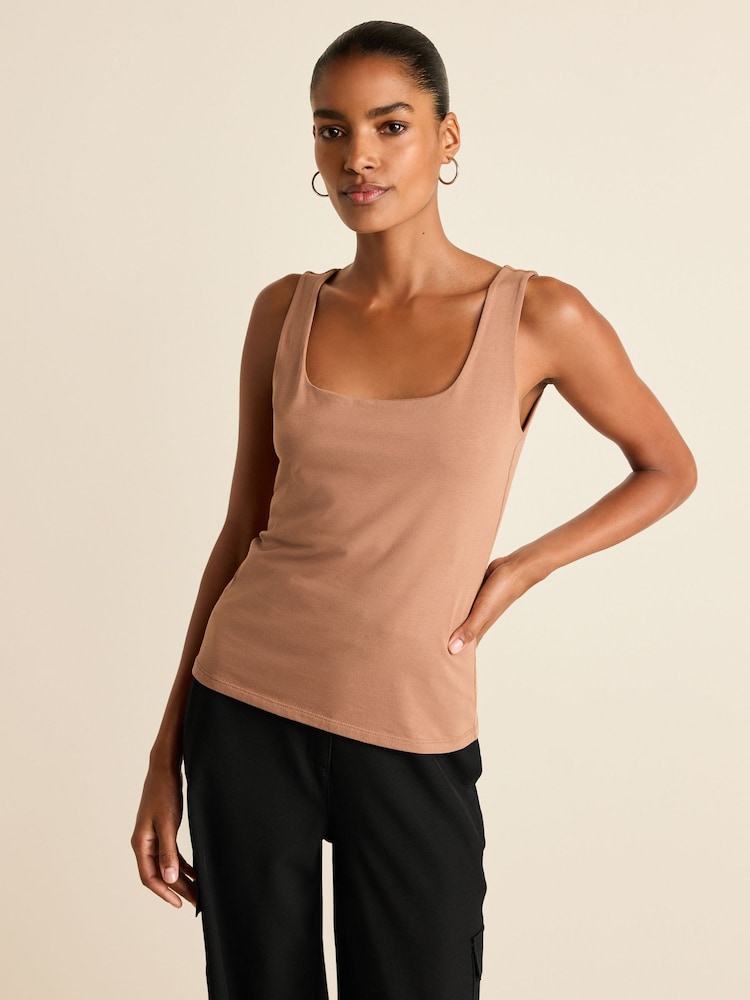 Tan Brown Square Neck Vest - Image 1 of 6