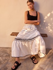 White/Black Rik Rak Maxi Skirt - Image 1 of 6