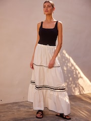 White/Black Rik Rak Maxi Skirt - Image 2 of 6