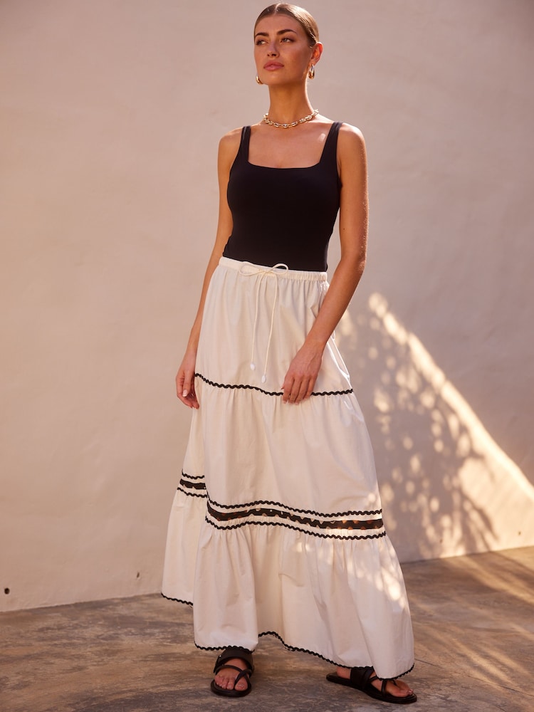 White/Black Rik Rak Maxi Skirt - Image 2 of 6