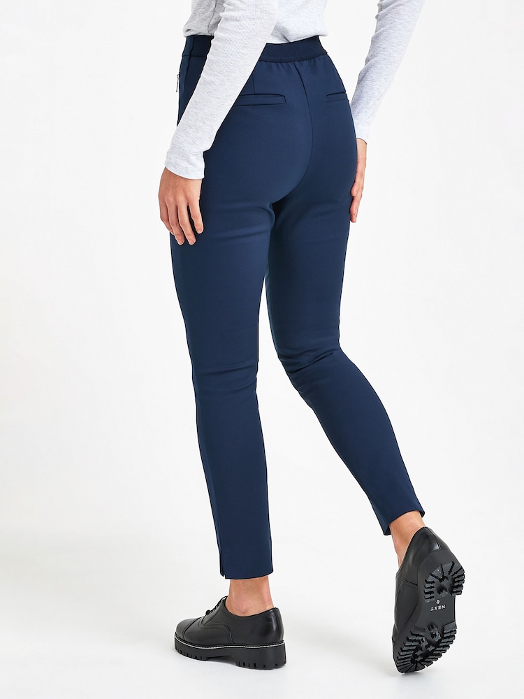 Navy Elastic Back Skinny Zip Detail Trousers - Image 2 of 4