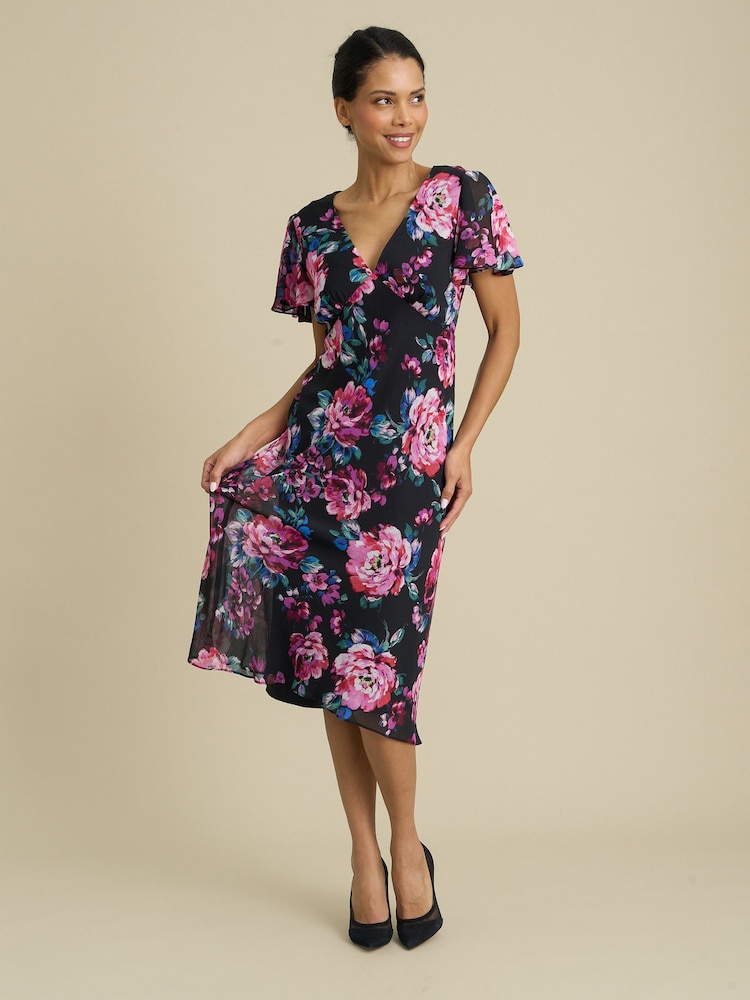 Gina Bacconi Rosabelle Floral Print Midi Dress - صورة 5 من 5