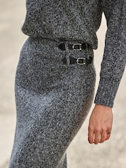 Sosandar Grey Knitted Midaxi Skirt - Image 4 of 5