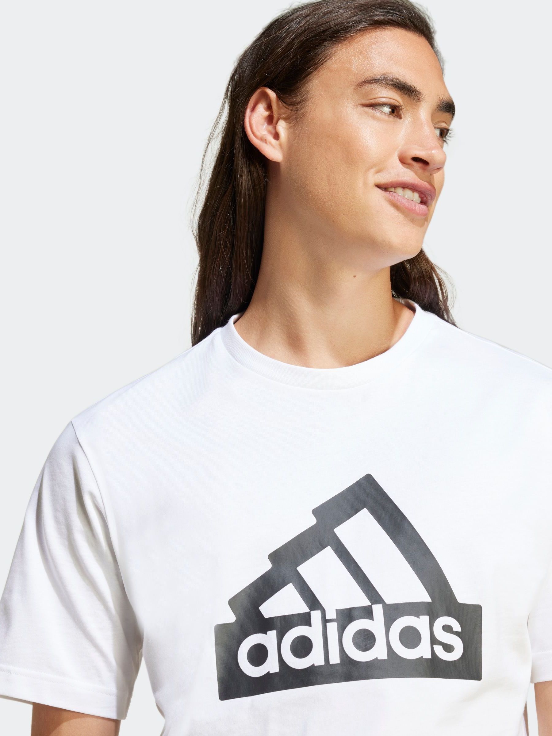 Adidas white cotton t shirt discount