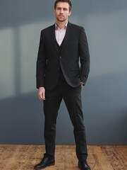 Black Slim Fit Signature Tollegno Motionflex Stretch Wool Suit: Jacket - Image 2 of 9
