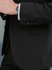 Black Slim Fit Signature Tollegno Motionflex Stretch Wool Suit: Jacket - Image 5 of 9