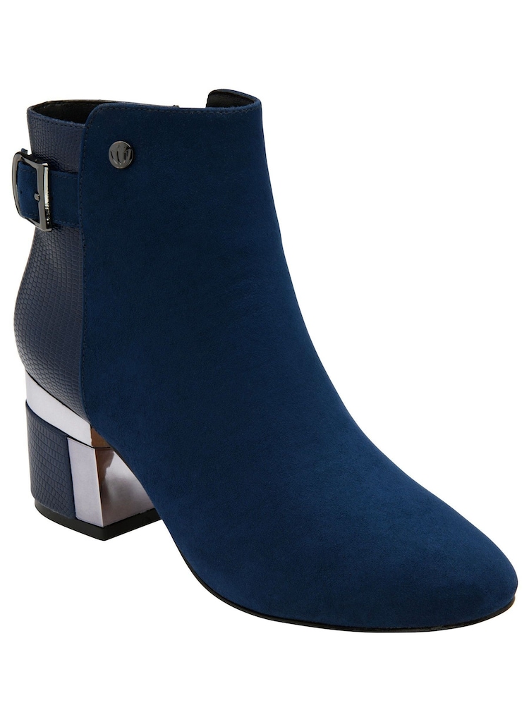 Lotus Navy Blue Heeled Ankle Boots - Image 1 of 4